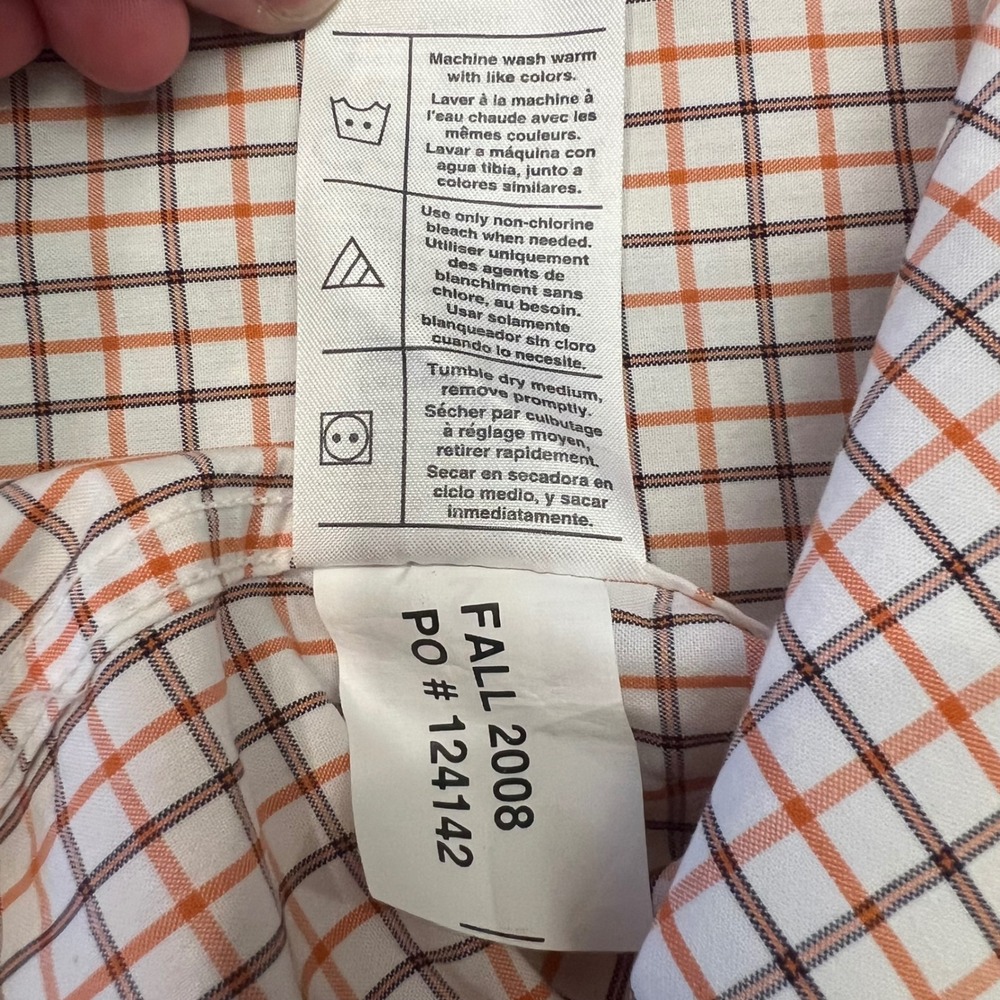 Carhartt Men's 2XL Orange Plaid Long Sleeve Button Up Shirt 100% Cotton - Picture 4 of 7